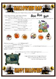 English Worksheet: Halloween Rap Song