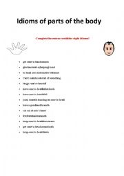 English Worksheet: Idioms- Parts of the body- head 
