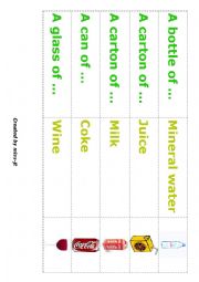 English Worksheet: Quantifiers of food (matching cards) 