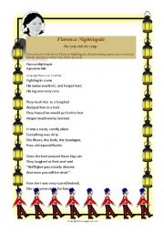 English Worksheet: Florebce Nightingale poem and questions 