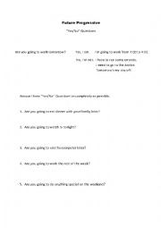 English Worksheet: Yes No Questions Future Progressive