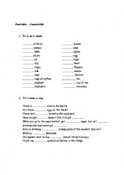 English Worksheet: Countable-Uncountable nouns