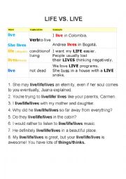 English Worksheet: LIVE VS LIVE