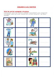 English Worksheet: CHILDRENS DAILY ROUTINE