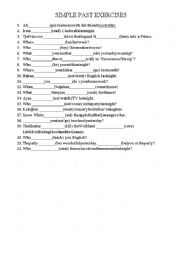 simple past tense exercise test