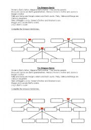 English Worksheet: The Simpsons Family tree