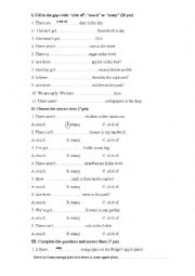 English Worksheet: MUCH, MANY, SOME, ANY