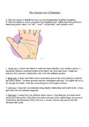 English Worksheet: Palm Reading