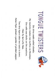 English Worksheet: Tongue twisters