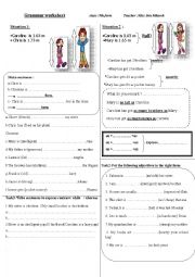 English Worksheet: comparative vs equality