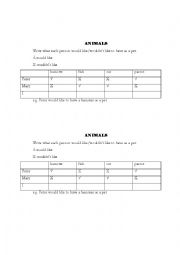 English Worksheet: SChool, animals, jobs