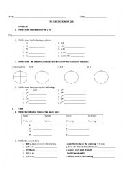 English Worksheet: Numbers, Time and Calendar