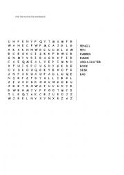 English Worksheet: Classroom vocab wordsearch
