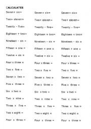 English Worksheet: read and calculates (1-20)