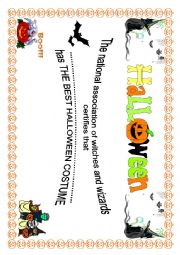 English Worksheet: Halloween  Certificate 