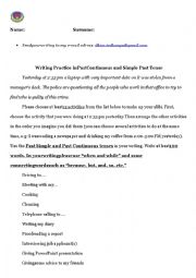 English Worksheet: pastContinuous writing task 