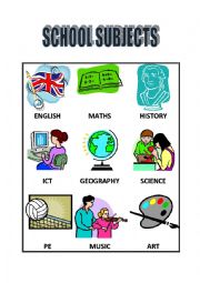 English Worksheet: SCHOOL SUBJECTS