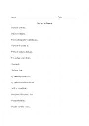 English Worksheet: sentence stem
