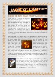 English Worksheet: Jack O Lantern - Halloween