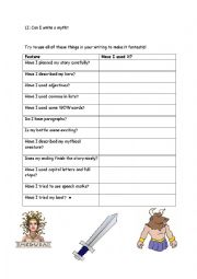 English Worksheet: Myth writing checklist