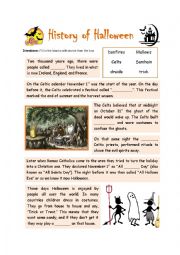 English Worksheet: History of Halloween + KWL activity 