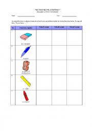 English Worksheet: Classroom Supplies Speaking Activity