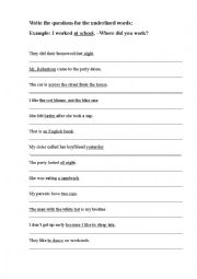 English Worksheet: making questions