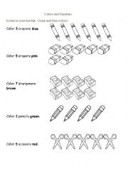 Numbers-Colors-School Objects