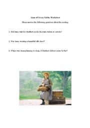 English Worksheet: Anne of Green Gables Reading Exercise