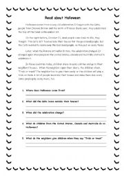 English Worksheet: Read about Halloween
