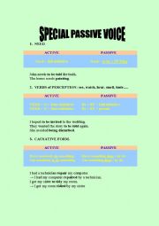 English Worksheet: Special passive voice