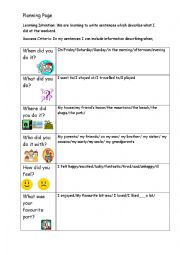 English Worksheet: Planning writing page