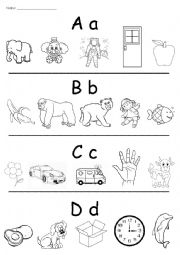 English Worksheet: Coloring pictures according to letters