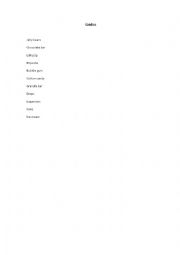 English Worksheet: Candies List