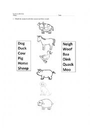 English Worksheet: animals and their sounds