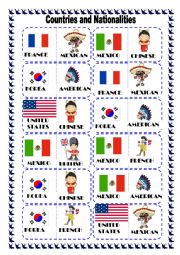 English Worksheet: Countries and nationalities domino