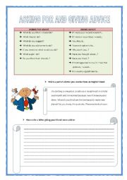 English Worksheet: Asking for and giving advice