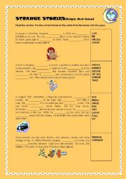 English Worksheet: STRANGE STORIES (Simple Past tense)