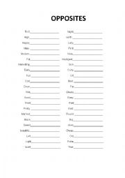 English Worksheet: Adjectives - Opposites