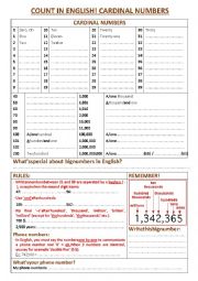 English Worksheet: Count in English! Cardinal numbers