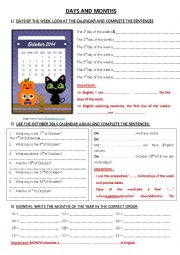 English Worksheet: Days and months