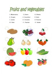 English Worksheet: fruits and vegetables