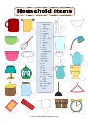 English Worksheet: Household items