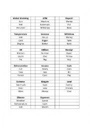English Worksheet: Weather and Banking Taboo Game