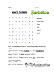English Worksheet: Frankenweenie word search 