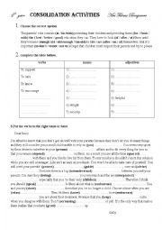 English Worksheet: consolidation activities for 2nd year