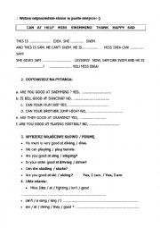 English Worksheet: can / good at