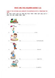 English Worksheet: WHAT ARE THE CHILDREN DOING 1