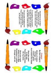 English Worksheet: colors song