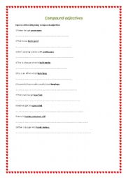 English Worksheet: compound adjectives